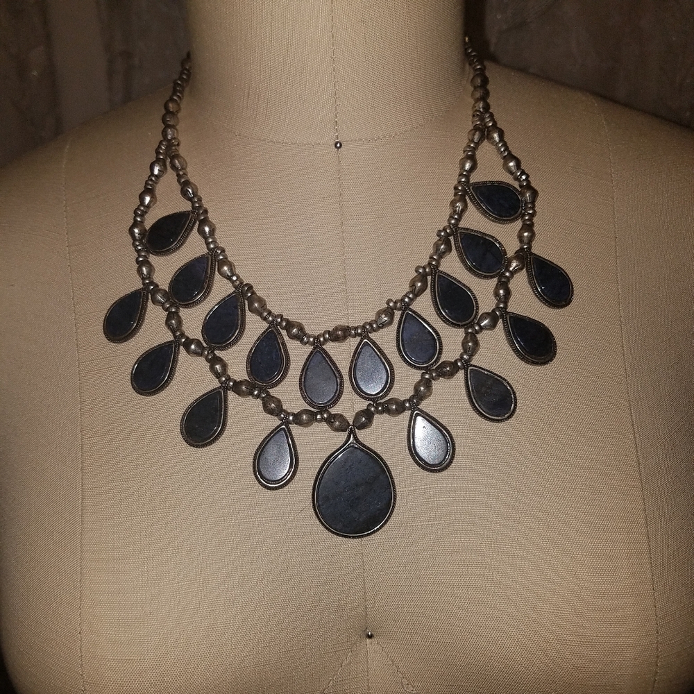 Lucky Brand Blue Sodalite Reversible Teardrop Necklace